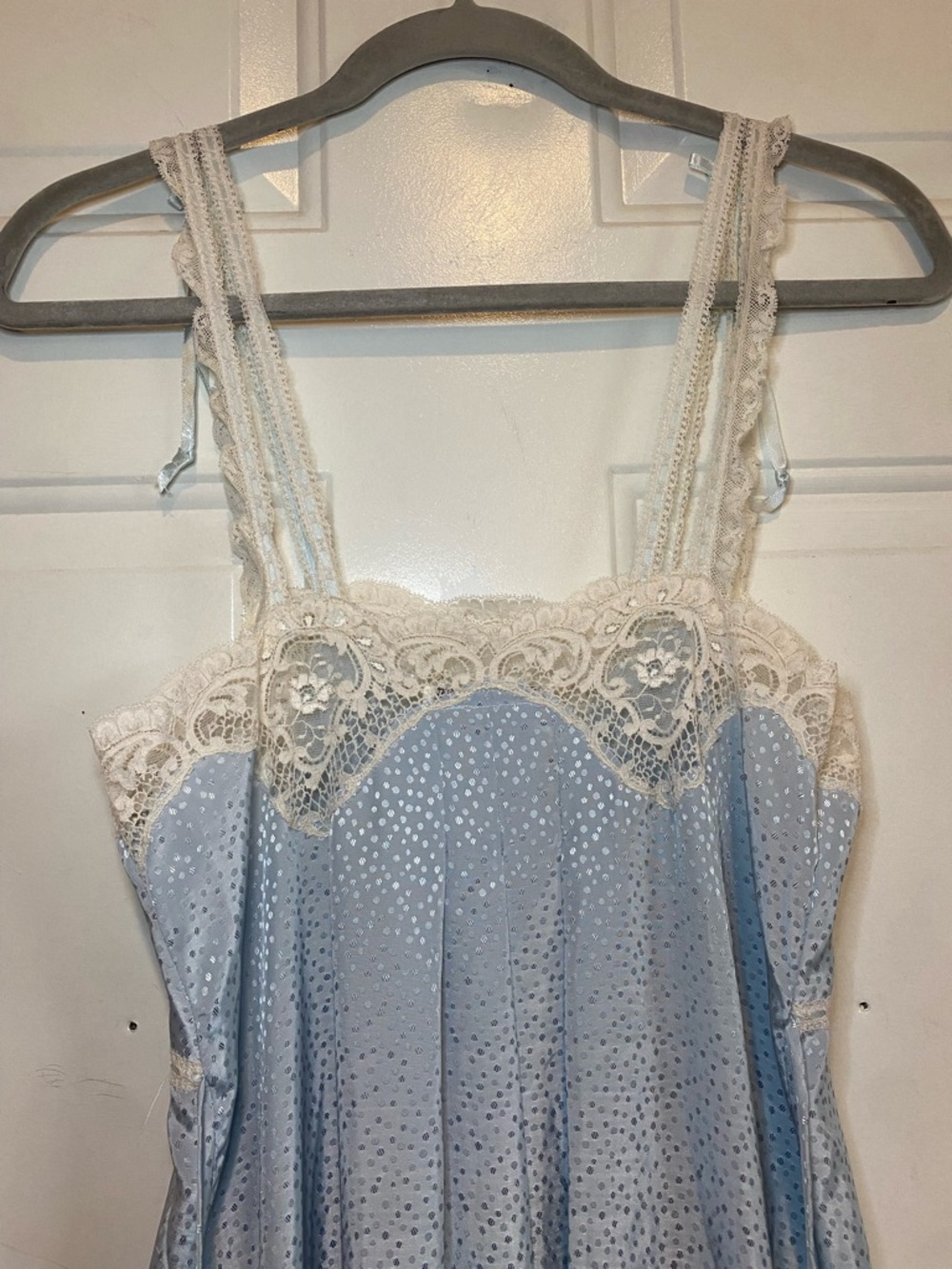Christian Dior Lingerie Polka Dot Lace Slip Gown Sz Small Polyester Vintage 70s - Picture 5 of 13
